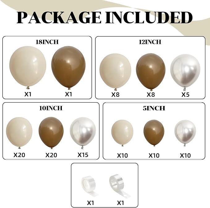 White Sand Balloons Arch Kit, Sand White Khaki Brown Neutral Balloon Garland with Metallic Chrome Silver Beige Balloons for Boho Wedding Baby Bridal Shower Engagement Anniversary Birthday Decorations