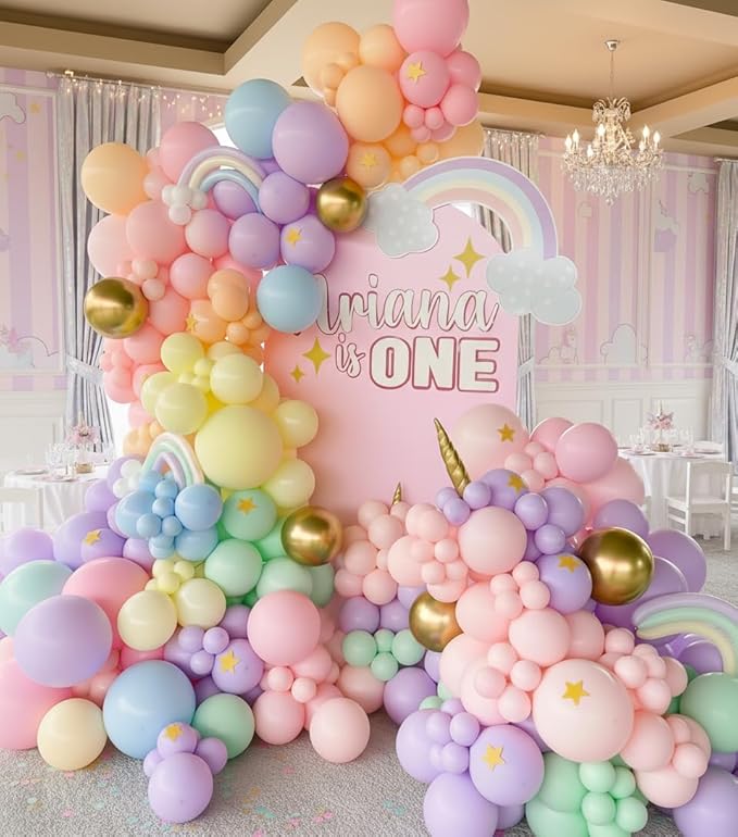 Pastel Rainbow Balloon Garland Kit 181Pcs Macaron Easter Balloon Arch Kit, Different Size Spring Colorful Balloon Garland for Spring Easter Birthday Baby Shower Gender Reveal Party Decorations
