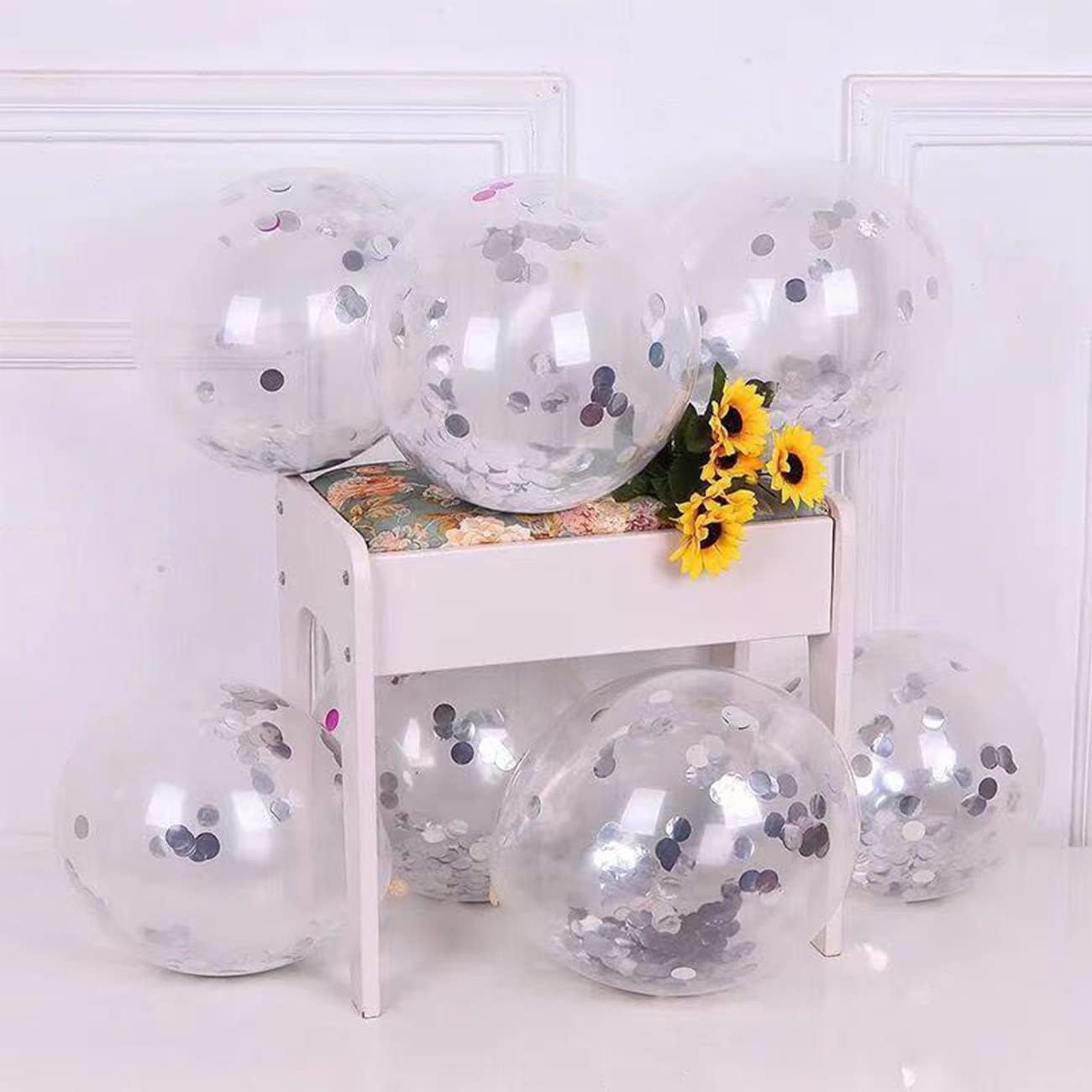 Silver Round Foil Confetti Beautiful Metallic Table Confetti Glitter for Fill Balloons, Wedding,Birthday, Party,Festival Decoration(8000PCS)