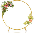 7.2ft Round Backdrop Stand, Stable Balloon Arch Stand, Metal Wedding Arch Backdrop Stand Circle Backdrop Stand Frame for Wedding, Birthday Party, Baby Shower Decoration (Gold)