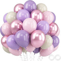 52 PCS 12 Inch Metallic Chrome Pink and Purple Latex Balloons for Girls Birthday, Baby Shower, Wedding Party Decoration