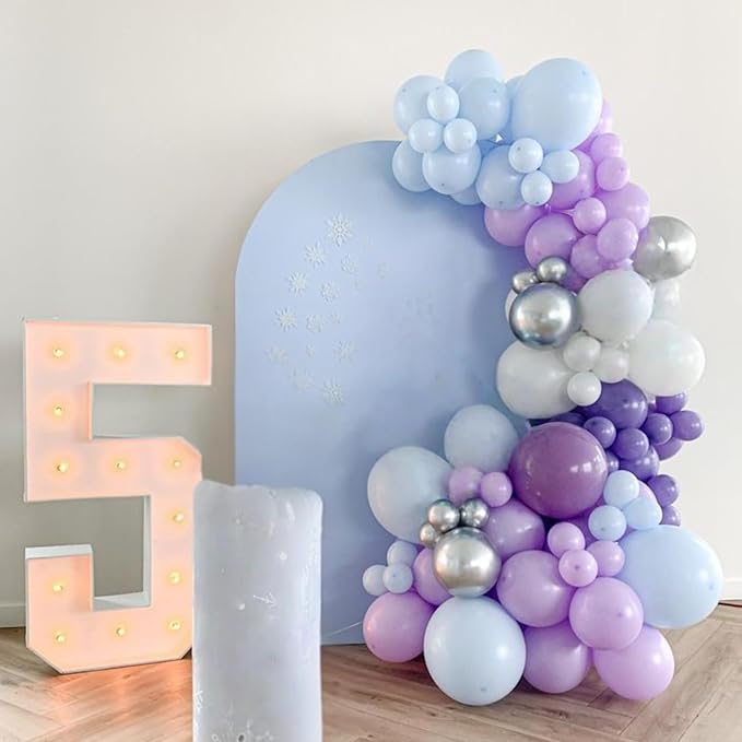 Snowflake Balloon Arch Garland Kit, Snowflake Birthday Party Decorations Metallic Blue Purple Silver Latex Balloon Snowflake Foil Balloons for Winter Wonderland Christmas Snow Party