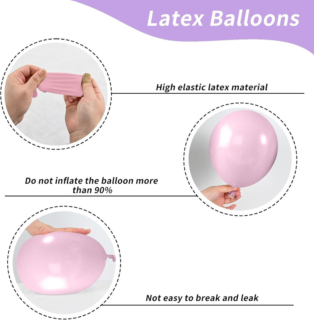 Maca Pink Purple Butterfly Printed Balloons - 52 PCS 12 Inch, Perfect for Baby Shower, Girls' Birthday Parties, or Wedding Decorations