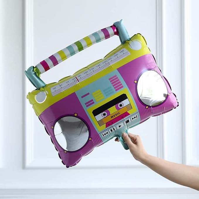 Back to 80s 90s Party Decorations, Rainbow Neon Disco Balloon Garland Arch Kit, Retro Disco Radio Foil Balloon for Retro Birthday Party Decorations Hip Hop Rock Photo Props Backdrop