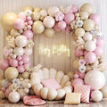 Neutral Balloons Arch Kit, 122Pcs Macaron Pink Nude Ivory White Matte Balloons for Girls Boho Dusty Pink Birthday Bridal Wedding Engagement Party Anniversary Decorations