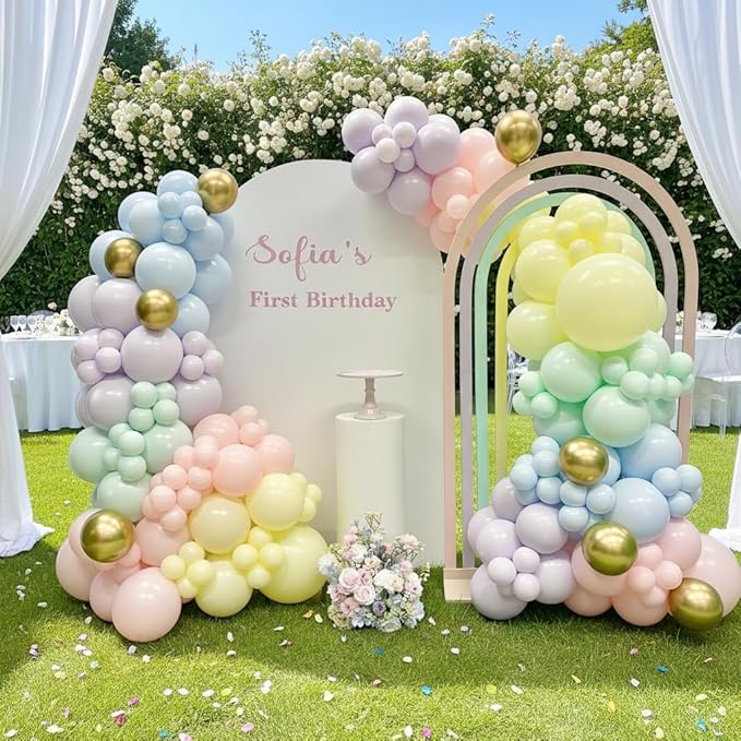 Pastel Rainbow Balloon Garland Kit 181Pcs Macaron Easter Balloon Arch Kit, Different Size Spring Colorful Balloon Garland for Spring Easter Birthday Baby Shower Gender Reveal Party Decorations
