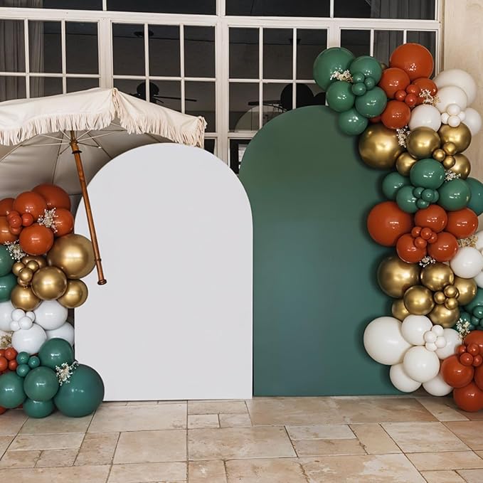 Fall Balloon Garland Arch Kit, Burnt Orange Sage Green White Nude Metallic Gold Balloons Garland Kit for Thanksgiving Autumn Fall Birthday Baby Shower Party Decorations