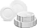 " OCCASIONS " 120 Plates Pack,(60 Guests) Heavyweight Wedding Party Disposable Plastic Plates Set -60 x 10.5'' Dinner + 60 x 8'' Salad/Dessert Plate (Imperial White)