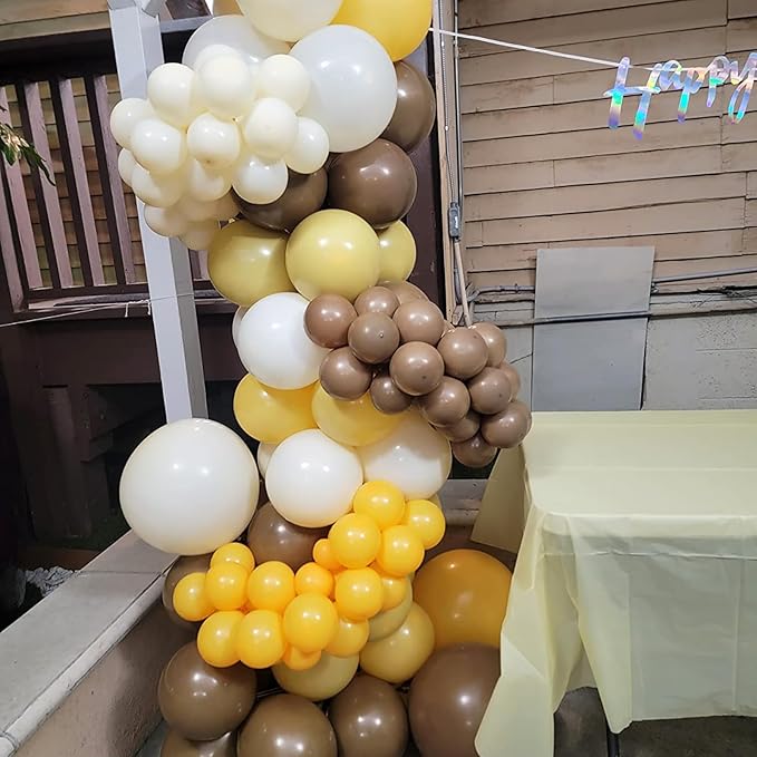 Mustard Yellow and Beige Balloon Garland Kit, Pastel Yellow Cream White Sand Nude Tan Neutral Sunflower Boho Balloon Arch Kit for Girls Women Fall Bee Thanksgiving Birthday Party Decorations Supplies