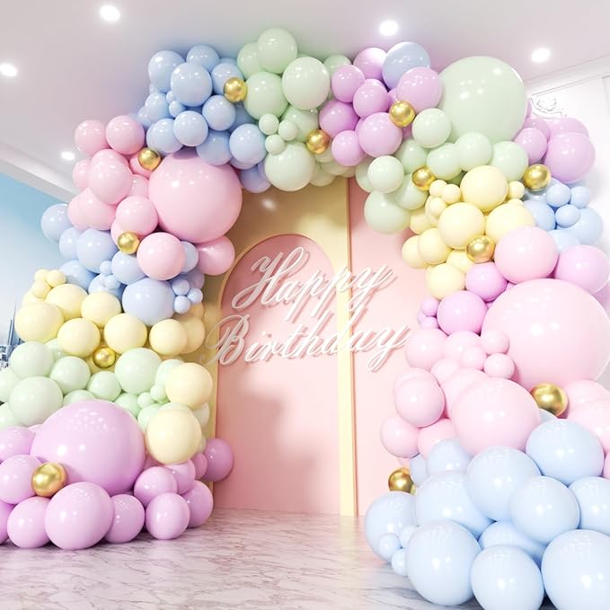 Pastel Rainbow Balloon Garland Kit 181Pcs Macaron Easter Balloon Arch Kit, Different Size Spring Colorful Balloon Garland for Spring Easter Birthday Baby Shower Gender Reveal Party Decorations