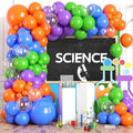 Science Balloon Arch Kit, 122Pcs Purple Dark Blue Green Orange Transparent Colorful Balloons for Boys Science Birthday Party Lab Scientist Lab Classroom Decorations