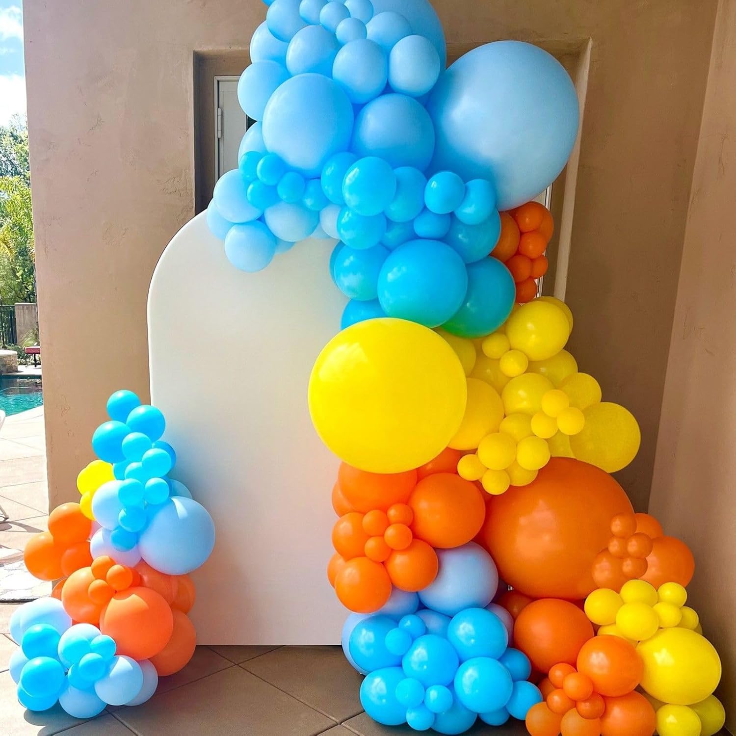 Blue Orange Yellow Balloons, 52 PCS 12 Inch Dark Blue Light Blue Orange Yellow Latex Balloons, Colorful Birthday Balloons for Boy Girls Themed Birthday Party Baby Showers Party Decoration
