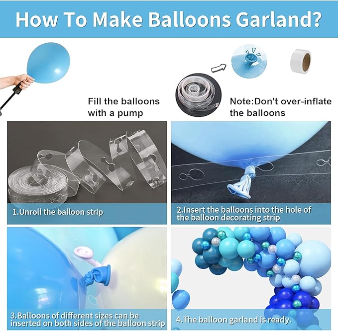 GRESAHOM Blue Balloons Arch Kit, Slate Teal Blue Royal Blue Turquoise Balloons Garland Kit, Ocean Theme Birthday Party Decorations, Under The Sea Balloon Arch for Boys Baby Shower Party Supplies