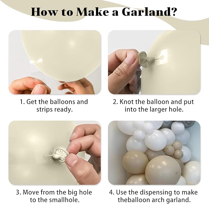 White Sand Balloons Arch Kit, Sand White Khaki Brown Neutral Balloon Garland with Metallic Chrome Silver Beige Balloons for Boho Wedding Baby Bridal Shower Engagement Anniversary Birthday Decorations