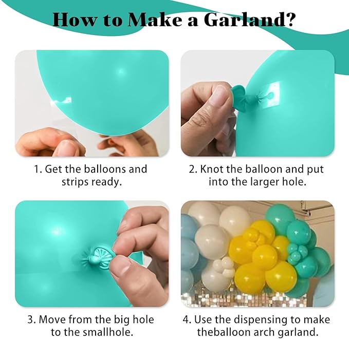 Blue Yellow Balloons Arch Garland Kit, 114Pcs Cartoon Style Light Blue Lemon Yellow Teal Green Latex Balloon Set with Long Balloon for Sea Theme Kids Birthdays Baby Shower Party Decorations