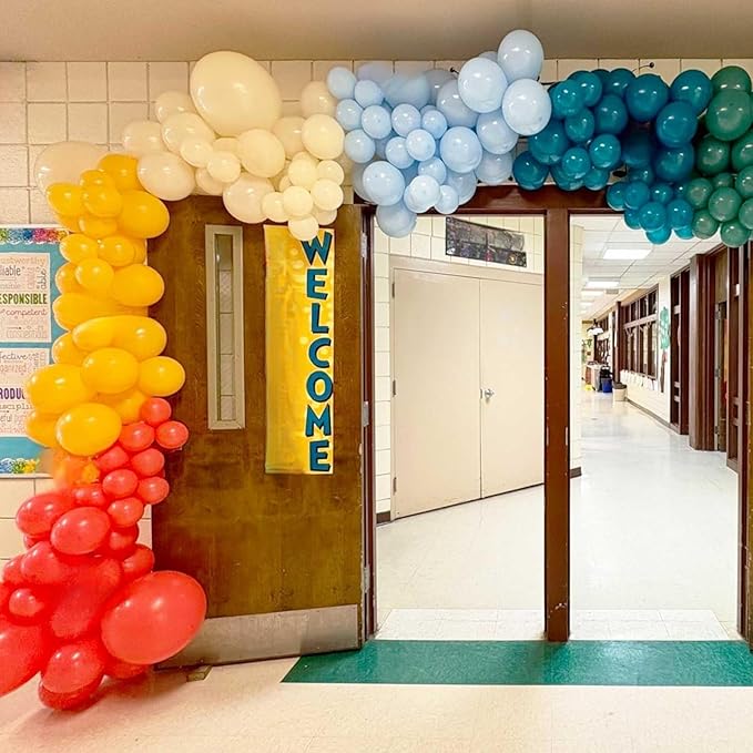 Retro Boho Balloon Arch Garland Kit, 163Pcs Retro Blue Orange Mustard Yellow Balloon Arch Garlands for First Birthday Theme Boho Colorful Baby Shower Wedding Bridal Shower Rainbow Party Decoration