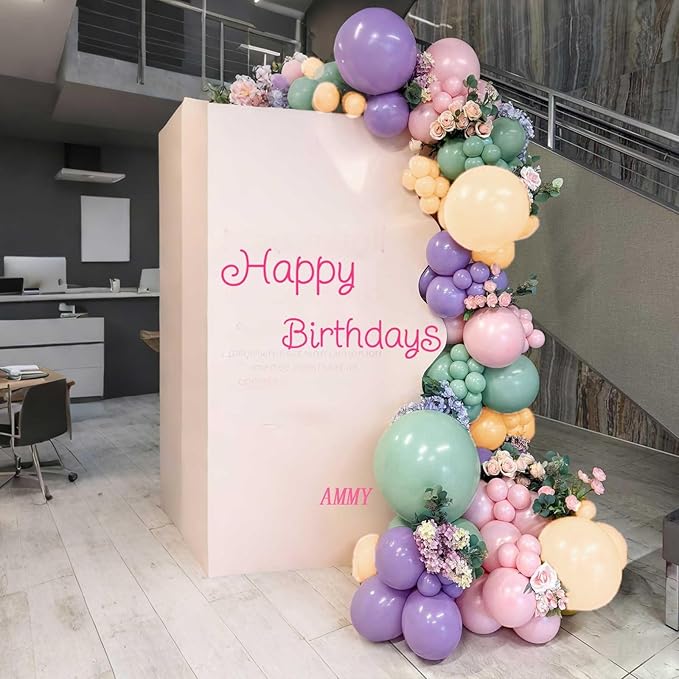 Dusty Green Purple Pink Balloon Arch Kit Fairy Wonderland Birthday Party Decorations Fairy Balloon Garland Dusty Green Pastel Pink Lavender Purple Balloons for Girls Fairytale Tea Party Supplies