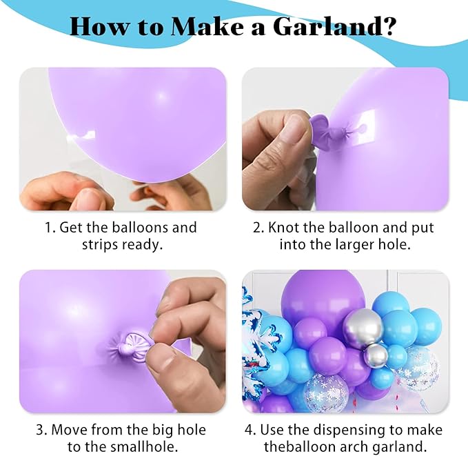 Snowflake Balloon Arch Garland Kit, Snowflake Birthday Party Decorations Metallic Blue Purple Silver Latex Balloon Snowflake Foil Balloons for Winter Wonderland Christmas Snow Party