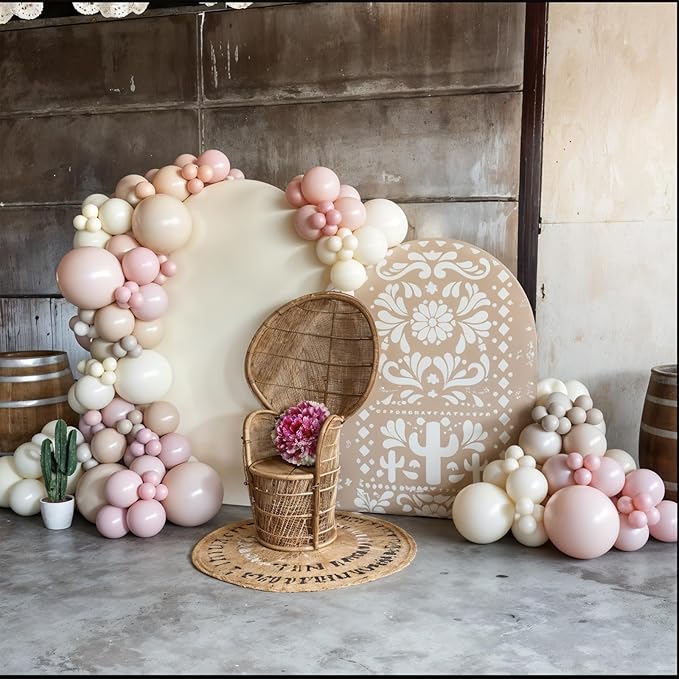 Dusty Pink Balloon Arch Kit, 122Pcs Dusty Pink Ivory Sand White Matte Balloons for Girls Boho Birthday Bridal Wedding Engagement Neutral Baby Shower Anniversary Party Decorations