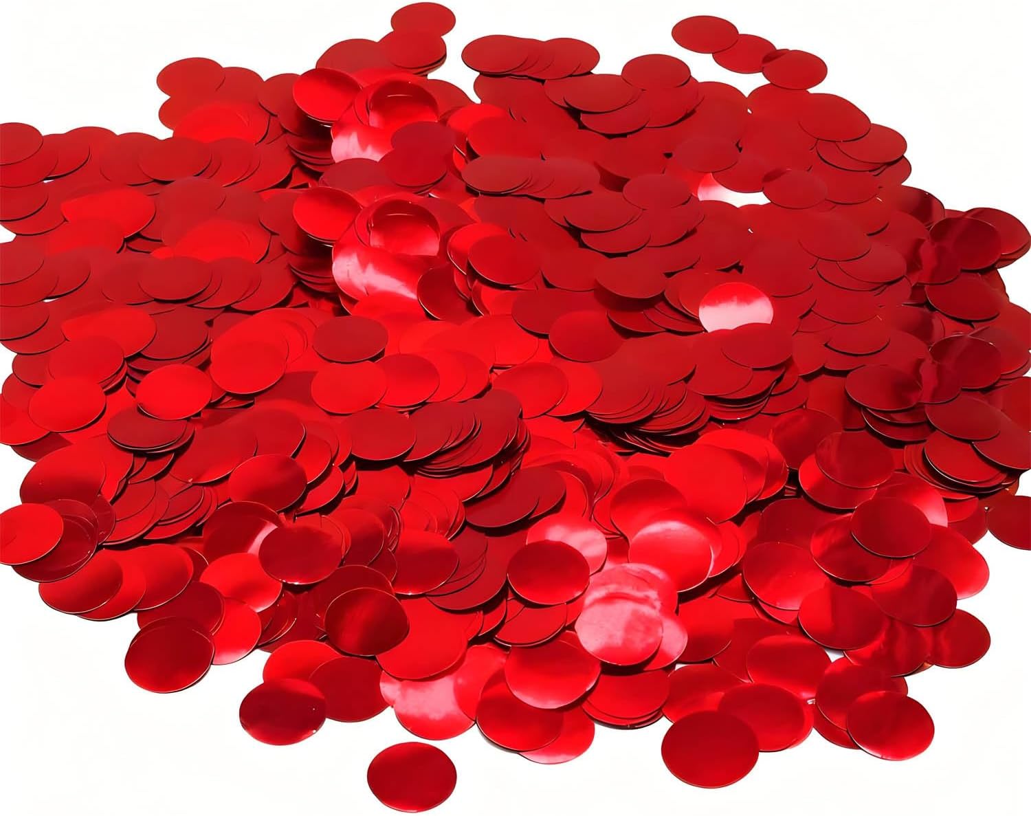 Red Round Foil Confetti Beautiful Metallic Table Confetti Glitter for Fill Balloons, Wedding,Birthday, Party,Festival Decoration(8000PCS)