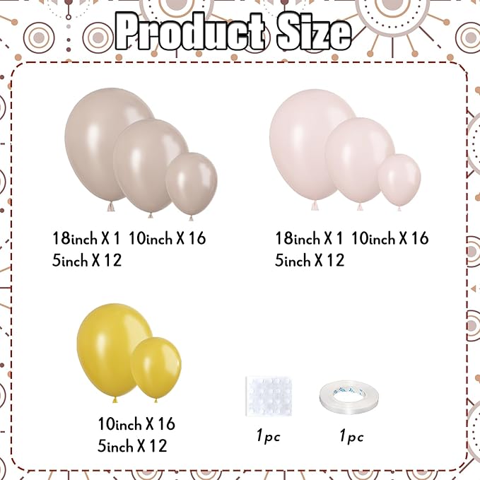 Mustard Yellow and Beige Balloon Garland Kit, Pastel Yellow Cream White Sand Nude Tan Neutral Sunflower Boho Balloon Arch Kit for Girls Women Fall Bee Thanksgiving Birthday Party Decorations Supplies