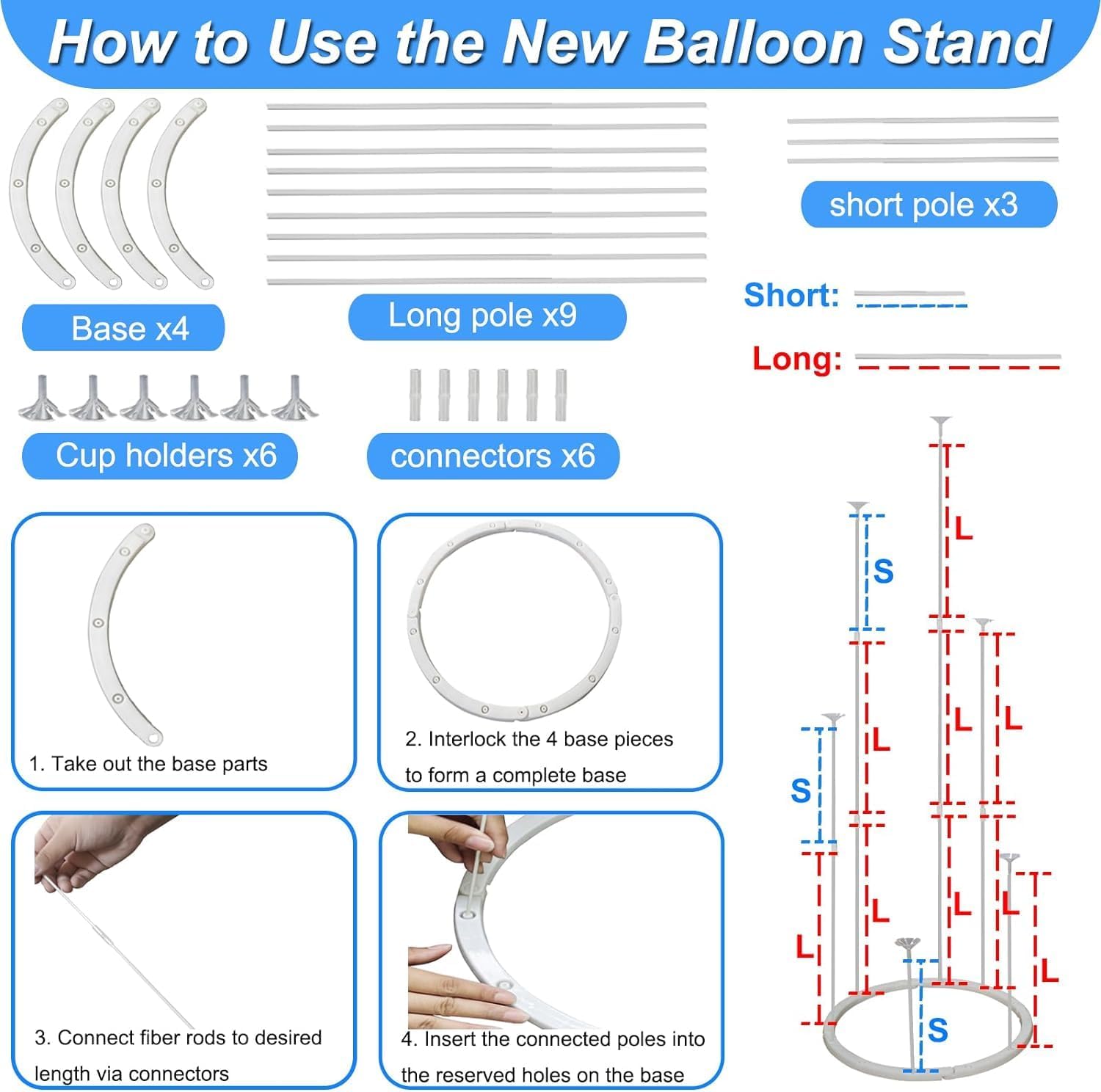 Balloon Arch Kit and Balloon Pump, 10FT Width 9FT Height Adjustable Balloon Arch Stand with NEW DESIGNED 2 Balloon Stands Water Fillable Bases for Wedding Anniversary Mother's Day Party