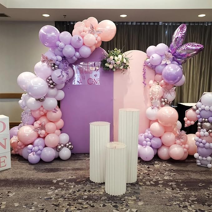 Purple Pink Balloons Garland Arch Kit, 109Pcs Butterfly Pink Balloons Garland Kit 18/10/5 Inch Light Pink Latex Balloons with 3D Butterfly Sticker for Girl Women Birthday Baby Shower