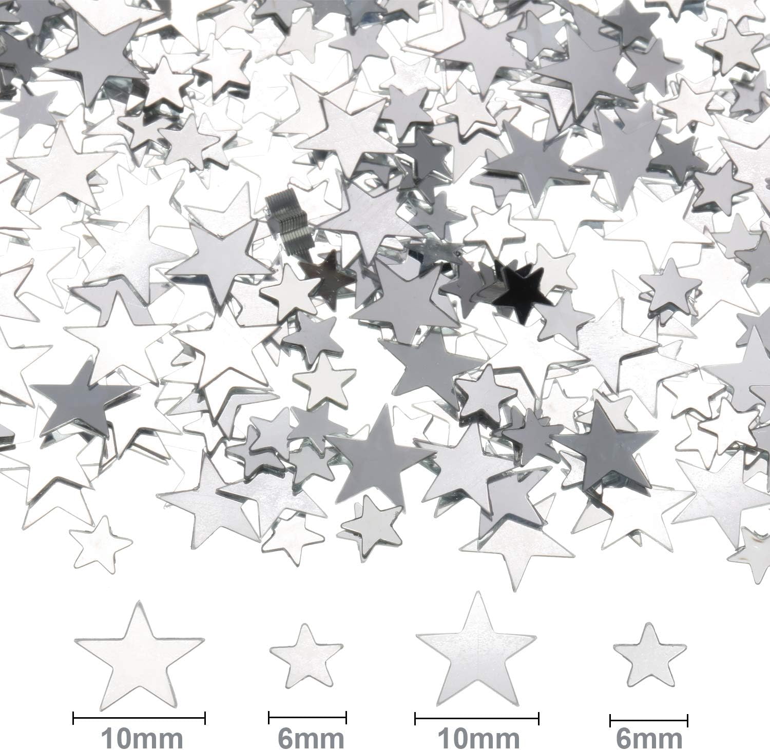 Hestya 60g Star Confetti Glitter Table Confetti Metallic Foil Stars for Party Wedding Festival Decorations(Silver,10mm and 6mm)