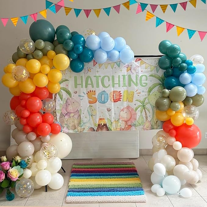 Retro Boho Balloon Arch Garland Kit, 163Pcs Retro Blue Orange Mustard Yellow Balloon Arch Garlands for First Birthday Theme Boho Colorful Baby Shower Wedding Bridal Shower Rainbow Party Decoration