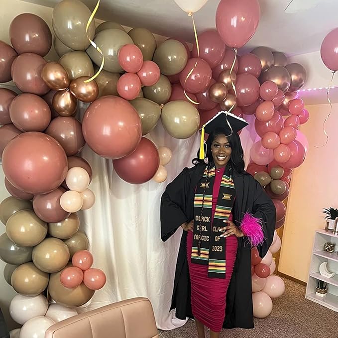 Dusty Rose Pink Balloons Garland Kit, Retro Pink Beige Nude Metallic Rose Gold Boho Balloon Arch Kit, Blush Pink Tan Latex Balloon for Women Girl Birthday Wedding Baby Bridal Shower Party Decorations