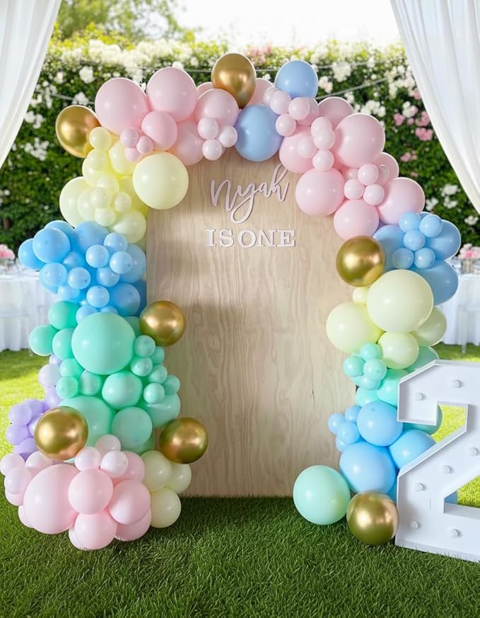 Pastel Rainbow Balloon Garland Kit 181Pcs Macaron Easter Balloon Arch Kit, Different Size Spring Colorful Balloon Garland for Spring Easter Birthday Baby Shower Gender Reveal Party Decorations