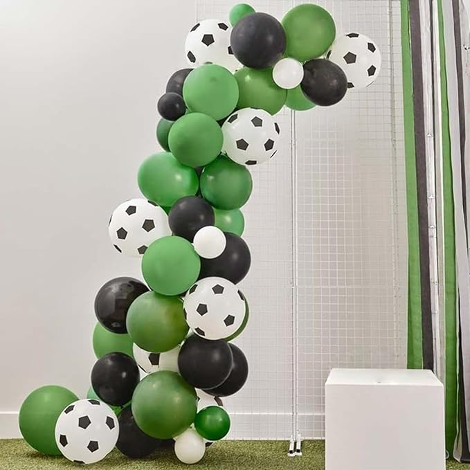 Football Balloons Garland Arch Kit, Green Black Balloons Arch Kit Soccer Dark Green and Black Latex Balloons Arch for Boys Men Birthday Baby Shower Soccer Match Party Decoration