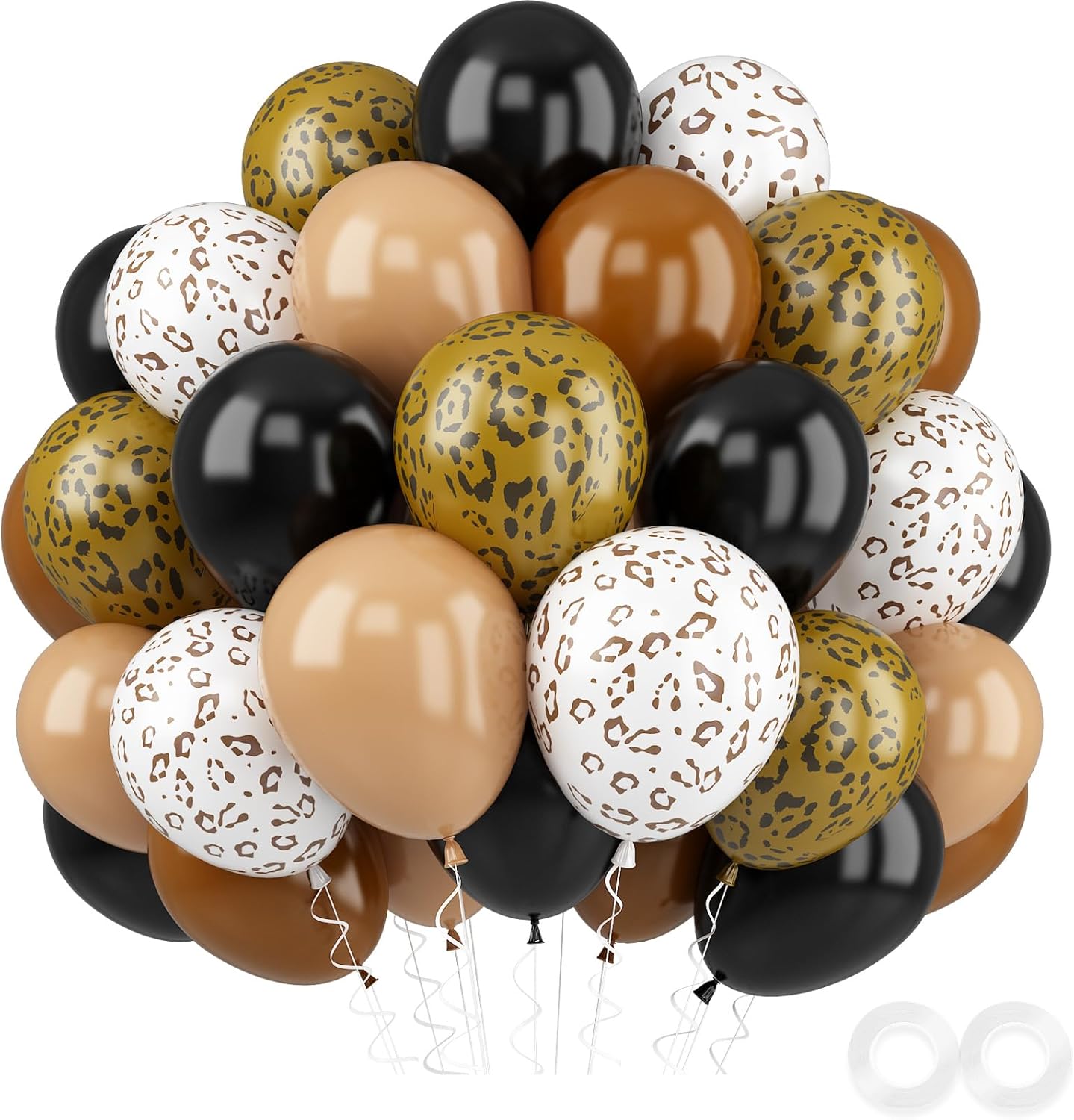 Cheetah Print Balloons, 52 PCS Black Brown Balloons, Black Brown White Cheetah Theme Balloons, Animal Party Decorations for Birthday Baby Shower Animal Leopard Themed Party Decoration