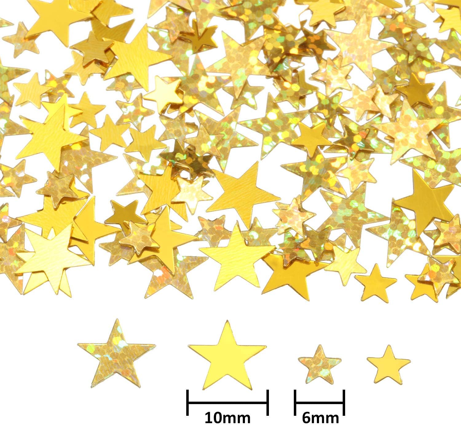 Hestya 60g Star Confetti Glitter Table Confetti Metallic Foil Stars for Party Wedding Festival Decorations(Glitter Gold Set,10mm and 6mm)
