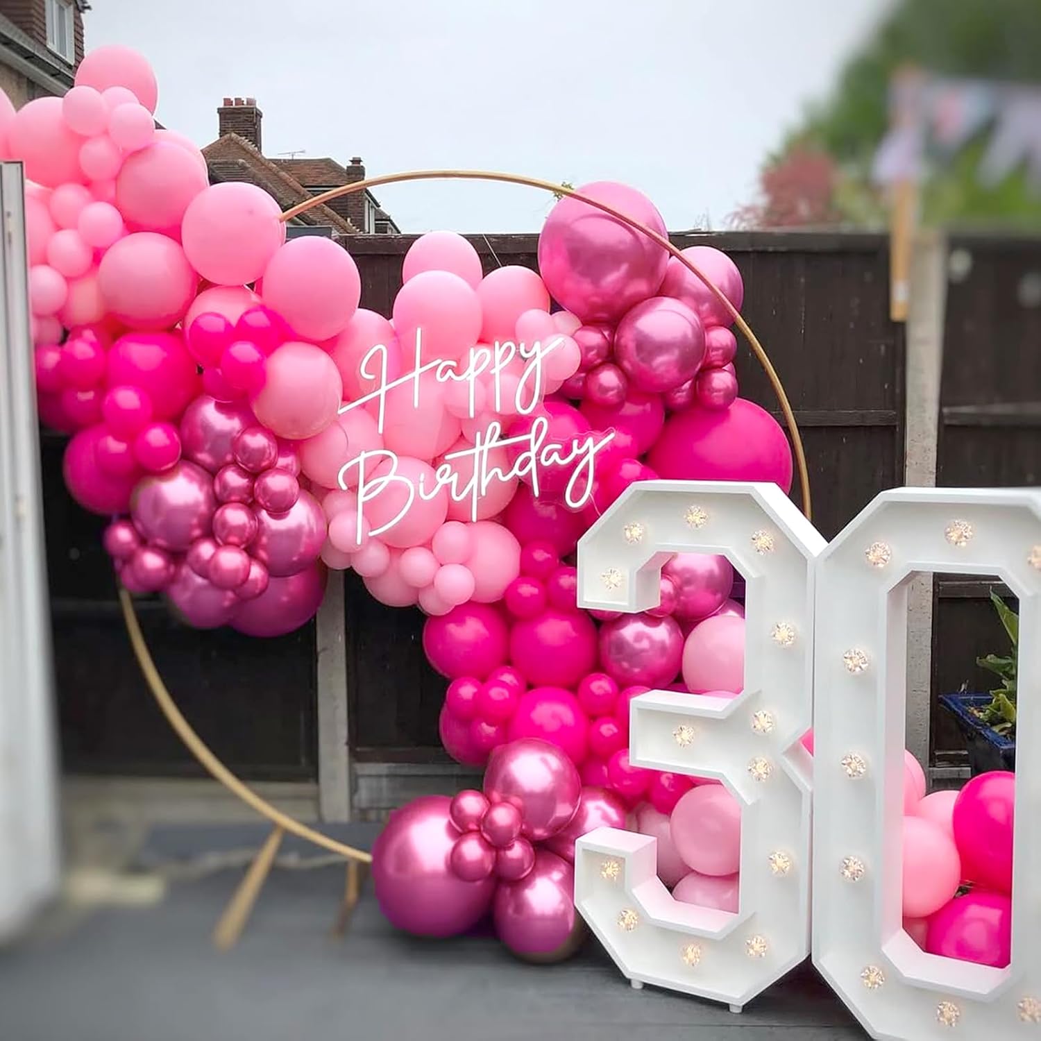 Hot Pink Balloon Garland Arch Kit,150Pcs Baby Pink and Metallic Magenta Balloon Pink Confetti Balloons with Heart Foil Balloons for Girls' Birthday Princess Wedding Baby Shower Party Decorations