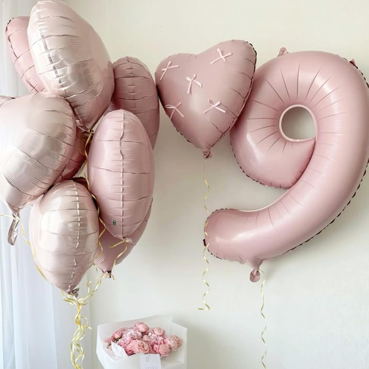 Light Pink Heart Balloons,12Pcs 18 Inch Pastel Baby Pink Helium Foil Love Heart Shaped Balloons for Bridal Wedding Engagement Party Anniversary Birthday Baby Shower Valentines Day Decorations