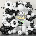 Soccer Balloon Garland Arch Kit, 22 18 12 10 5 Inch Black White Football Print Balloons Arch Kit with 4D Football Foil Balloon Football Helium Balloon for Birthday Soccer Club Party
