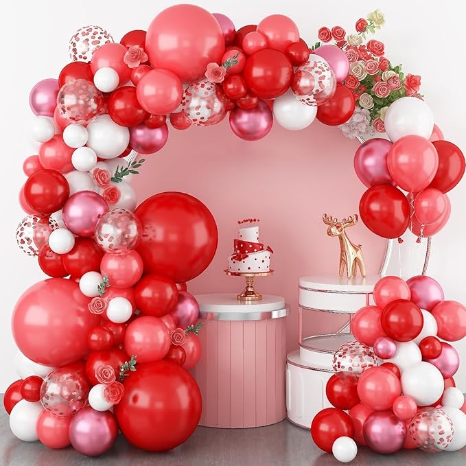 Red Balloon Garland Arch Kit - 5 10 18 Inch Balloons Different Sizes DIY Decoration Set Perfect for Birthday Wedding and Events