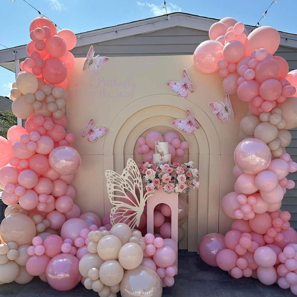 Metallic Chrome Pink 52 PCS 12 Inch Latex Balloons with Pink Confetti - Cherry Blossom, Pearl, Maca for Girl Women Birthday, Wedding, Baby Shower, Party Decorations