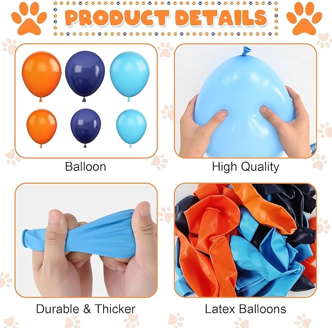 Blue and Orange Balloon Arch Kit, Navy blue and orange Balloon Garland Kit, Blue and Orange Party Balloons for Boys Birthday Graduation Class of 2025 Themed Party Decorations