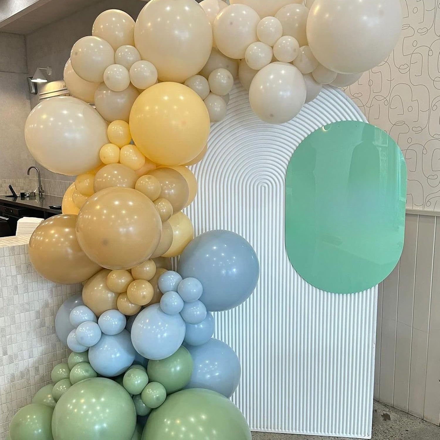 Sage 52 PCS 12 Inch Multi-Colored Balloons for Birthday Parties - Includes Blue, Green, Yellow, Dusty Blue, Bean Green, Sand, White, Maca, Yellow Latex Balloons