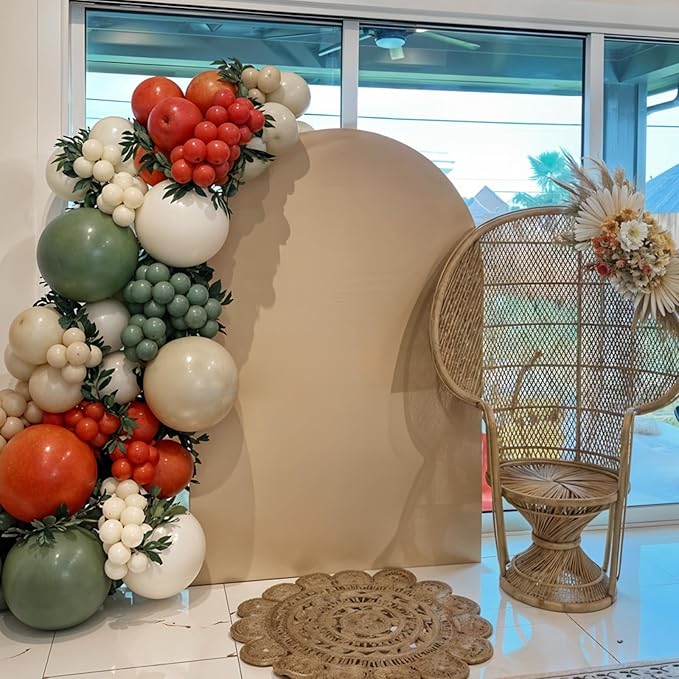 Fall Balloon Garland Arch Kit, Burnt Orange Sage Green White Nude Metallic Gold Balloons Garland Kit for Thanksgiving Autumn Fall Birthday Baby Shower Party Decorations