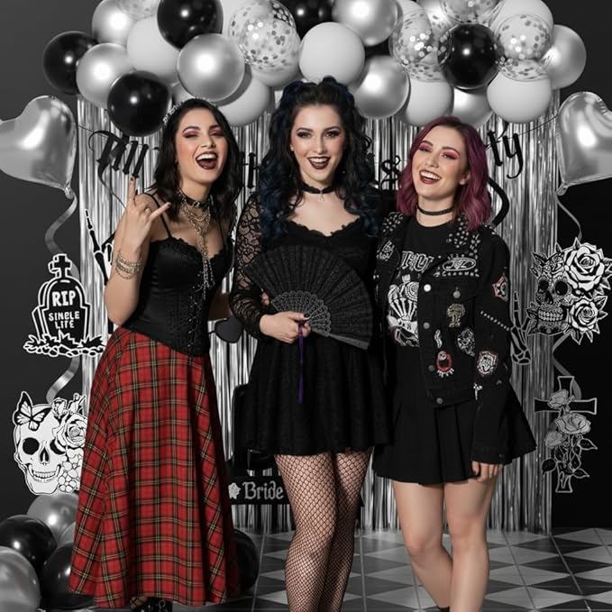 Bride or Die Bachelorette Party Decorations 100pcs with Till Death Do Us Party Banner Balloons, Swirl Fringe Curtains Shoulder Strap Veil for Til Death Do Us Party Bachelorette Party Supplies