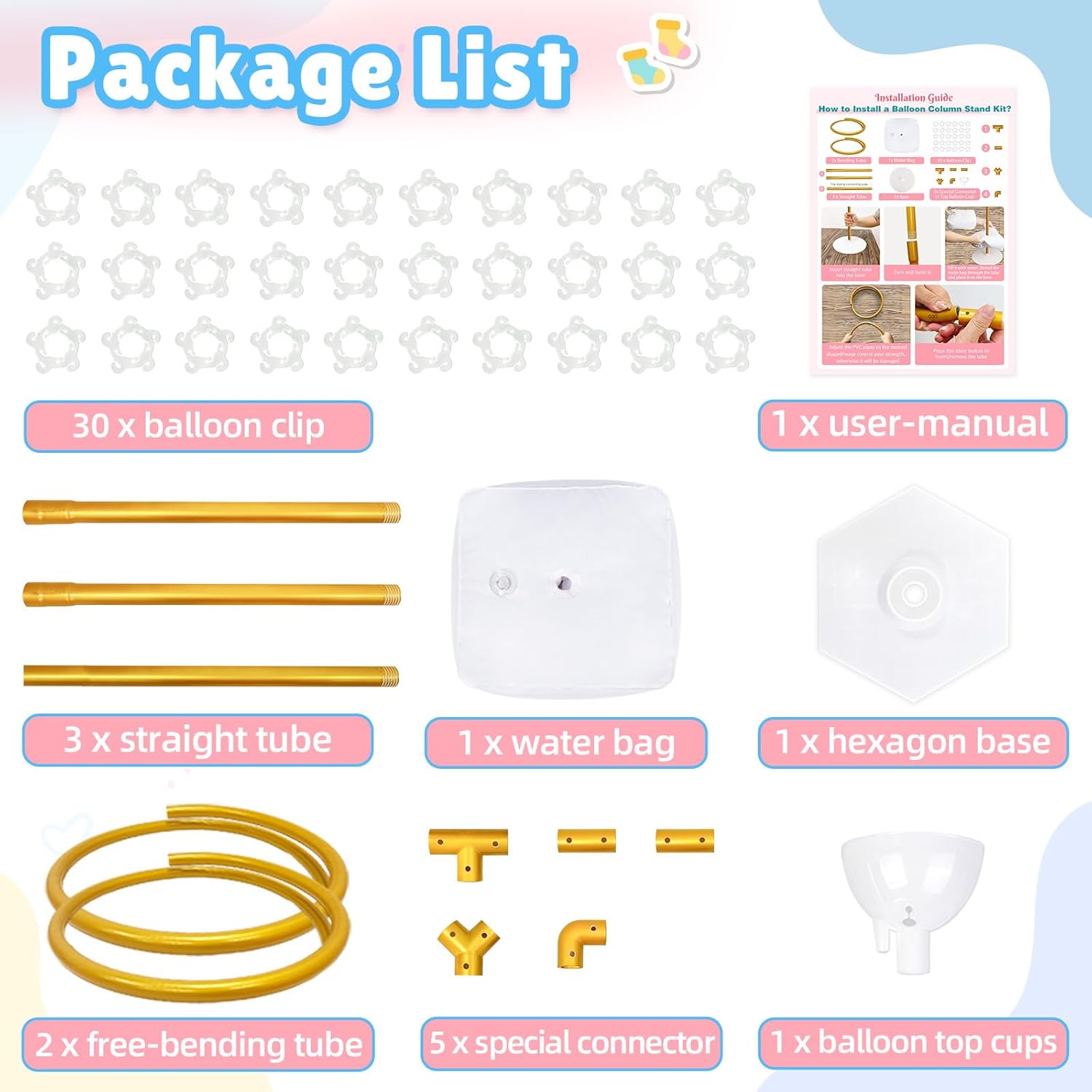 AerWo Upgraded 6FT Gender Reveal Balloon Arch Stand, DIY Question Mark Balloon Stand with Base, Adjustable Circle Heart Half-Arch Shape for Baby Shower Valentines Birthday Wedding Backdrop Decorations