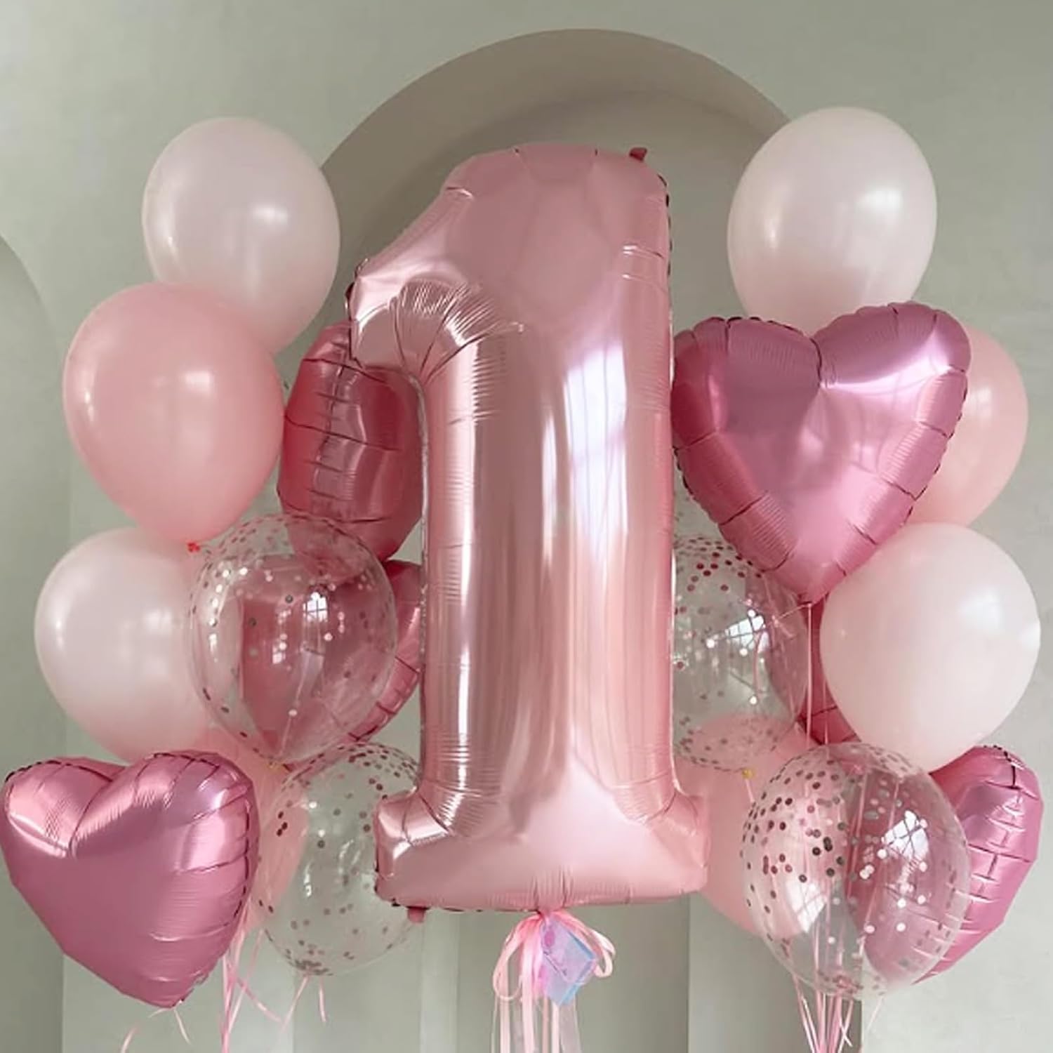 Pink Heart Balloons,12Pcs 18 Inch Light Pink Helium Foil Love Heart Shaped Balloons for Girls Party Bridal Wedding Engagement Anniversary Birthday Baby Shower Valentines Day Decorations