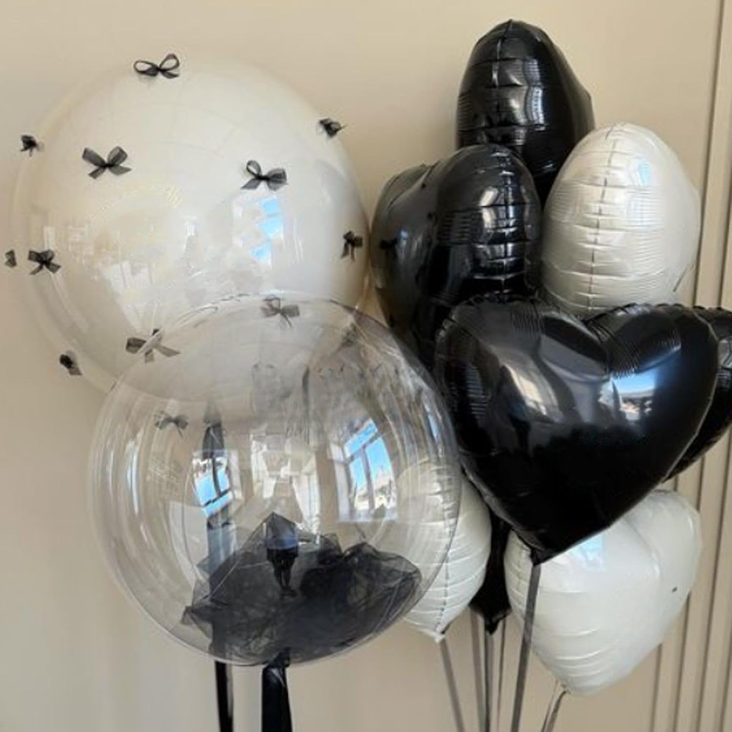 Black Heart Balloons,12Pcs 18 Inch Black Foil Love Heart Shaped Balloons for Valentines Day Birthday Party Wedding Engagement Anniversary Celebration Baby Shower Decorations