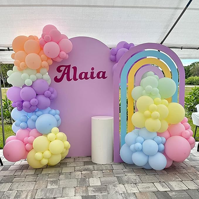 Daisy Pastel Balloons Arch Kit, 106Pcs Pastel Balloon Garland Kit, Assorted Colorful Latex Balloon Rainbow Party Decoration for Boho Flower Theme Girls Women Birthday Baby Shower Wedding Anniversary