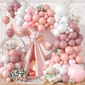 Dusty Pink Balloon Arch Kit, 122Pcs Dusty Pink Rose Pink Light White Balloons for Girls Boho Birthday Bridal Wedding Engagement Pearl Baby Shower Anniversary Party Decorations