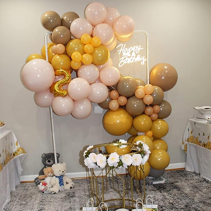 Mustard Yellow and Beige Balloon Garland Kit, Pastel Yellow Cream White Sand Nude Tan Neutral Sunflower Boho Balloon Arch Kit for Girls Women Fall Bee Thanksgiving Birthday Party Decorations Supplies