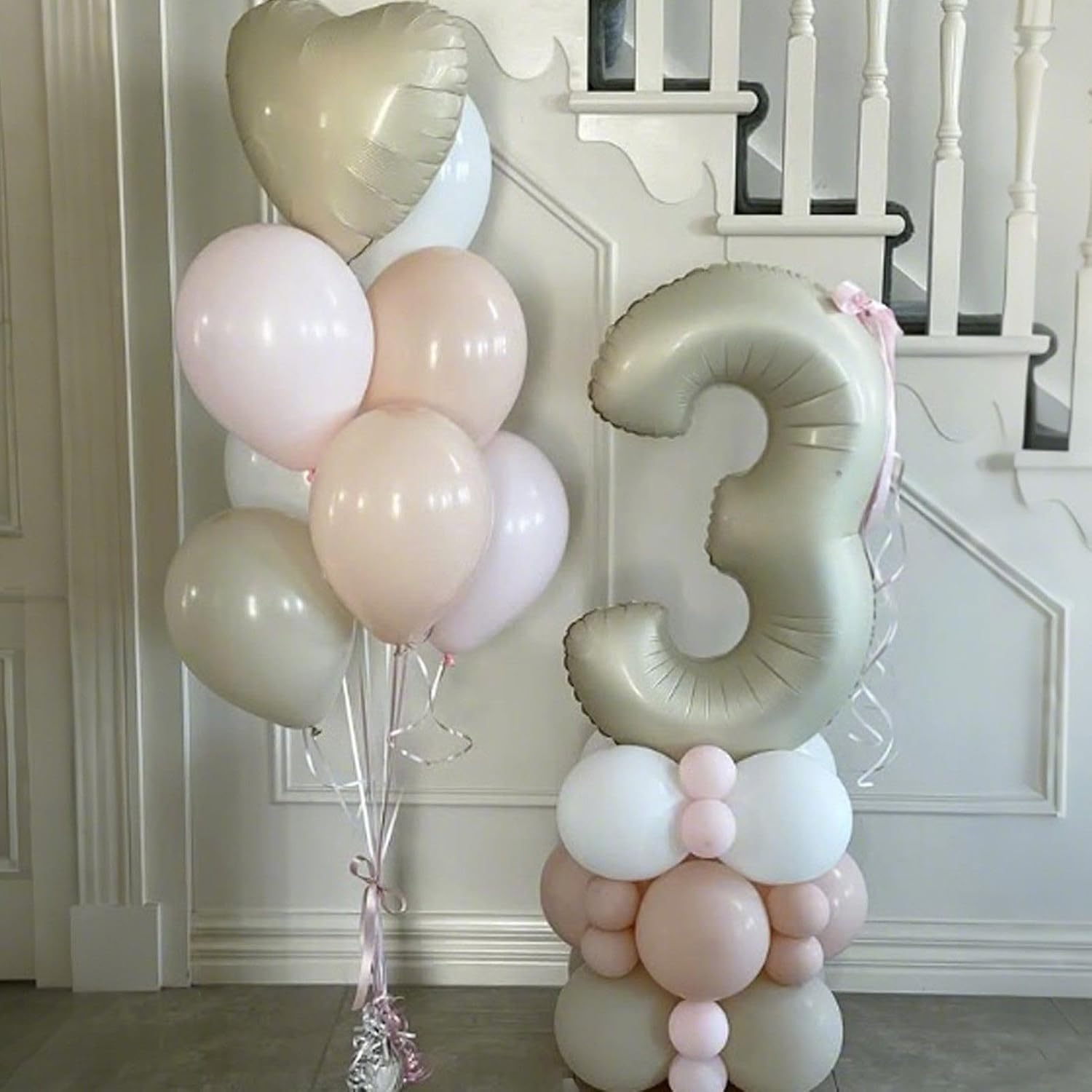 Cream Heart Balloons,12Pcs 18 Inch Beige Foil Love Heart Shaped Neutral Balloons for Bridal Princess Engagement Party Boho Wedding Gender Reveal Anniversary Birthday Valentines Day Decorations